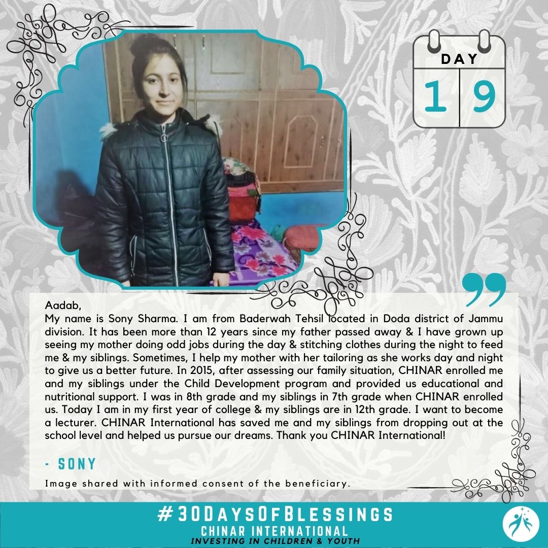Sony Sharma - Our Beneficiary from Doda District