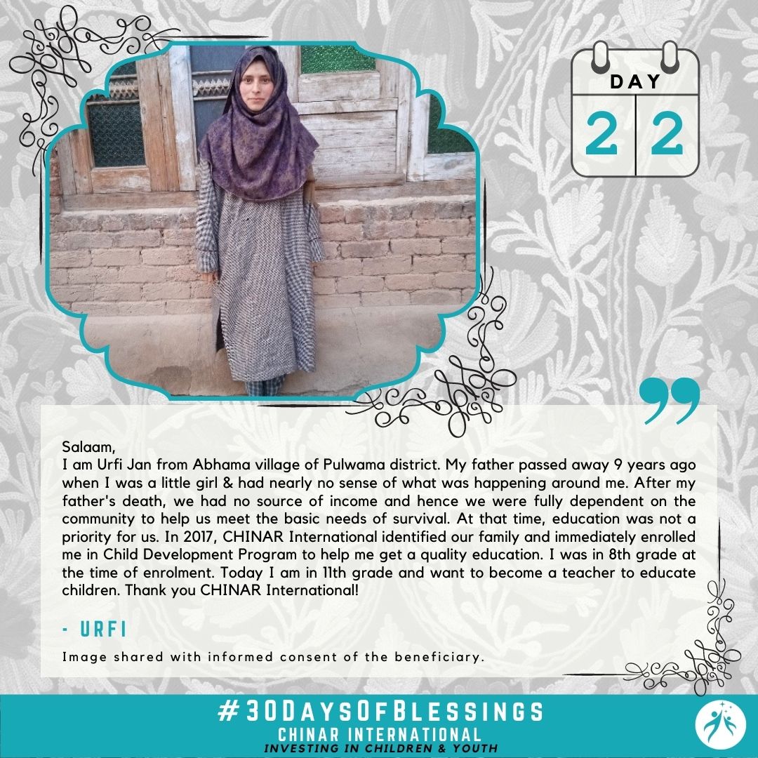 Urfi Jan - Our Beneficiary from Pulwama District