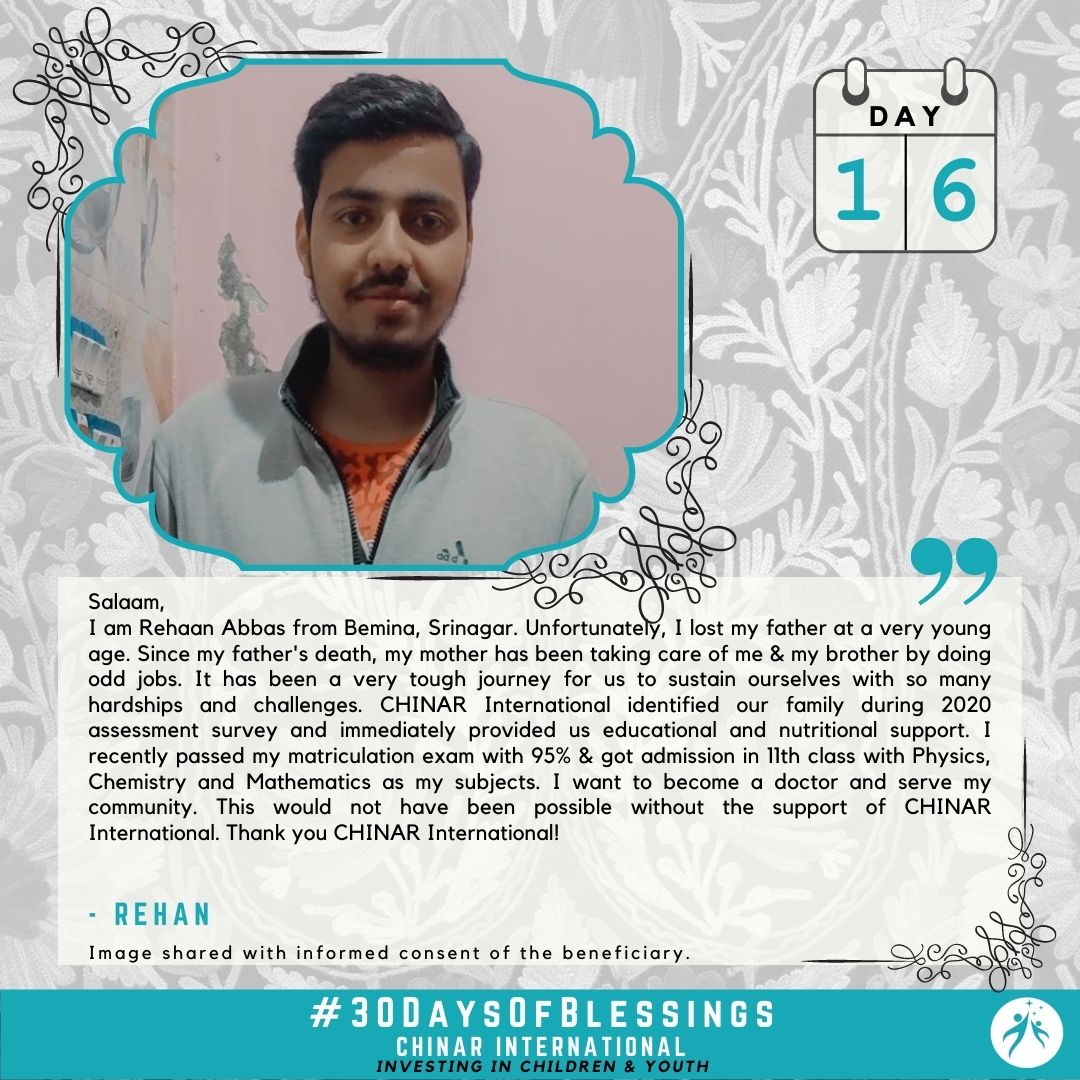 Rehaan Abbas - Our Beneficiary from Srinagar
